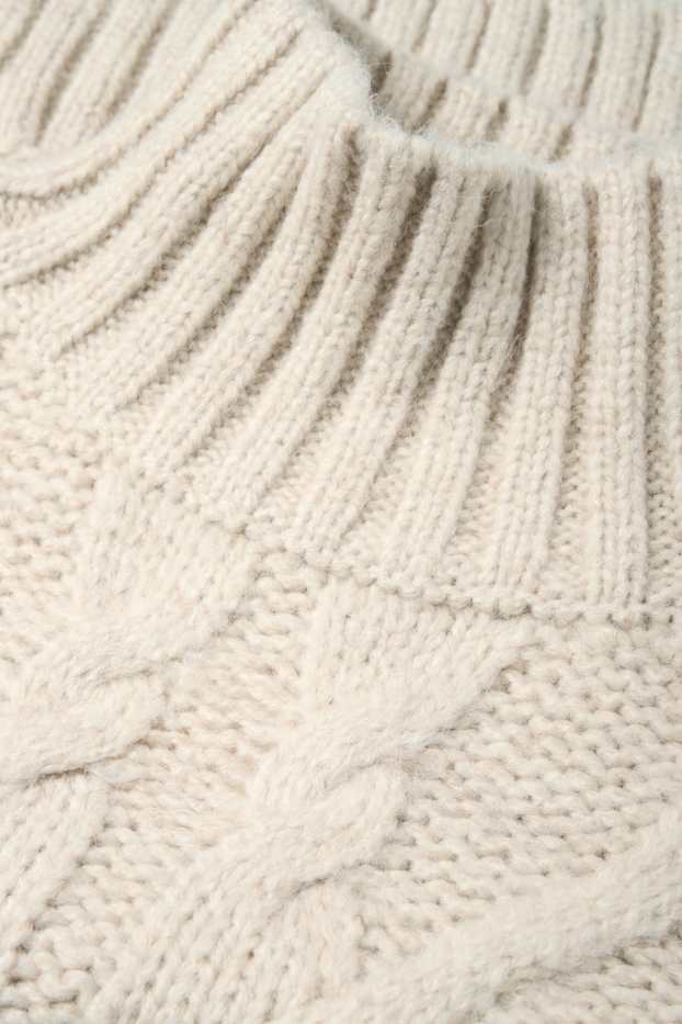Femei - Pulover crop - cu torsade - bej deschis