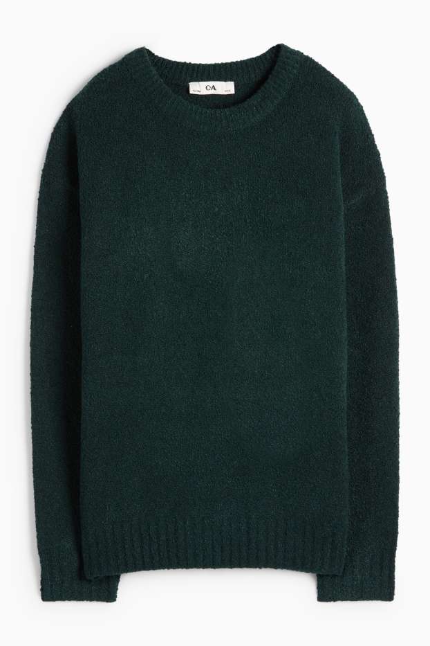 Copii - Băieți - Pulover din bouclé - verde închis