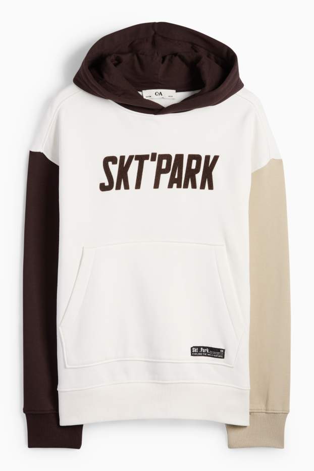 Kinder Buben - Hoodie - braun / cremeweiß