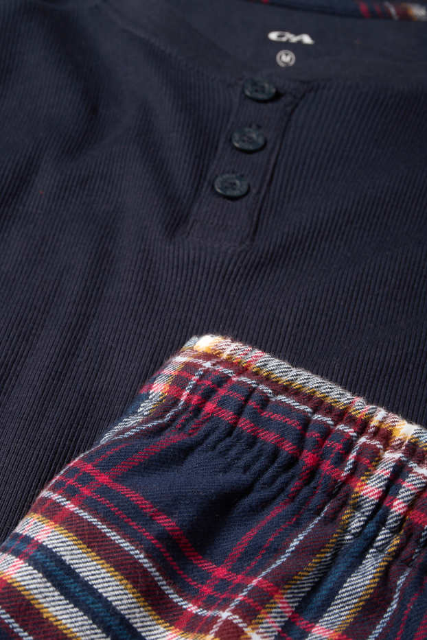 Bărbați - Pijama cu pantaloni din flanel - albastru închis