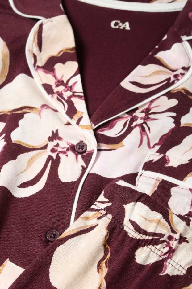 Femei - Pijama - cu flori - bordo