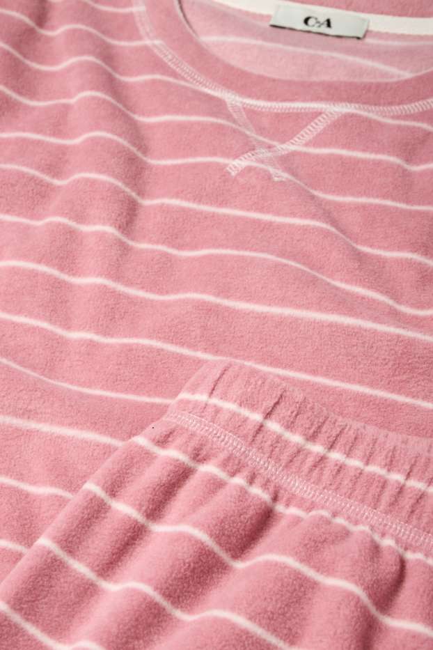 Femei - Pijama de fleece - cu dungi - roz