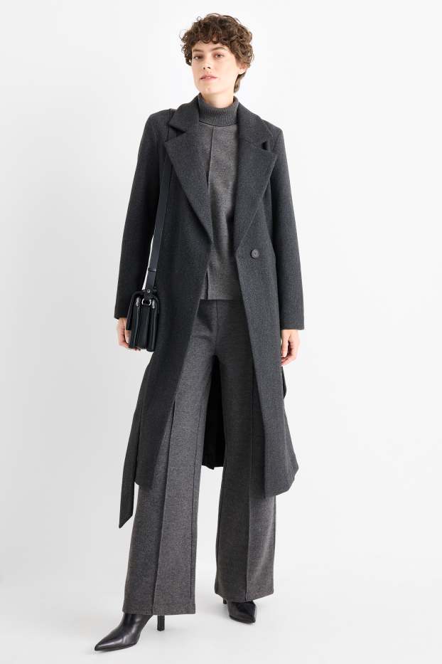 Femei - Pantaloni de trening din tricot - gri melanj