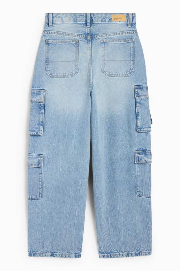 Copii - Fete - Cargo jeans - denim-albastru deschis