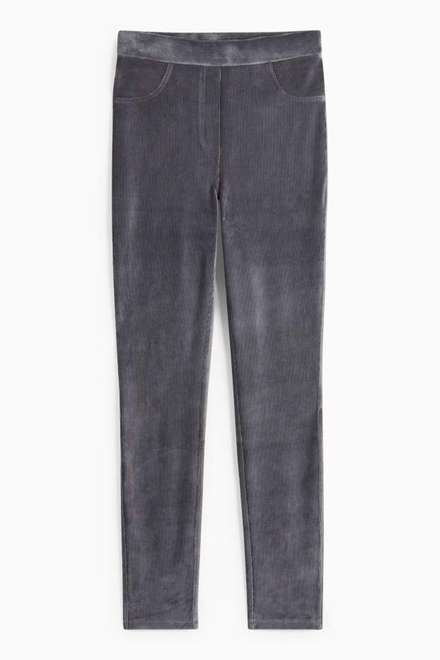 Women - Corduroy leggings - dark gray