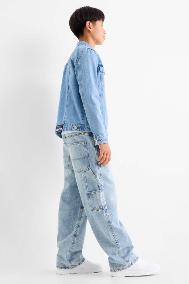 Kinder Buben - Baggy Jeans - Thermojeans - helljeansblau