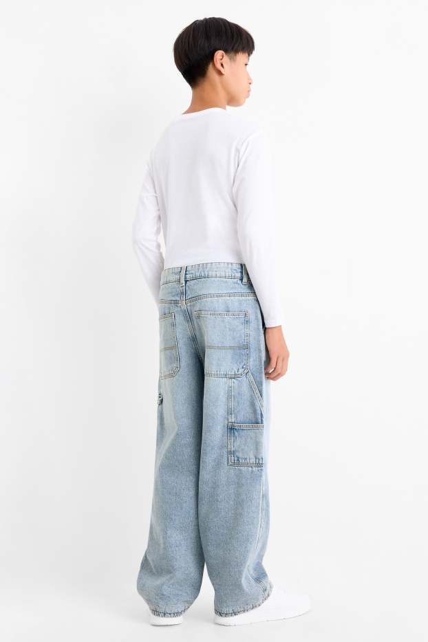 Kinder Buben - Baggy Jeans - Thermojeans - helljeansblau