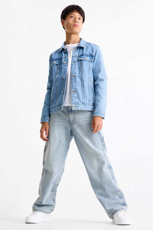 Kinder Buben - Baggy Jeans - Thermojeans - helljeansblau