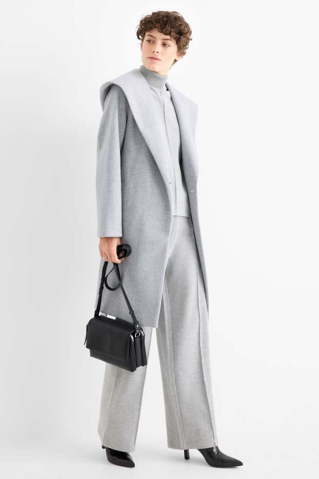 Femei - Pantaloni de trening din tricot - gri deschis melanj
