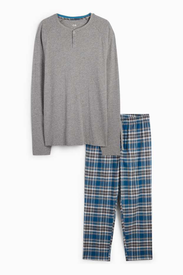 Bărbați - Pijama cu pantaloni din flanel - gri
