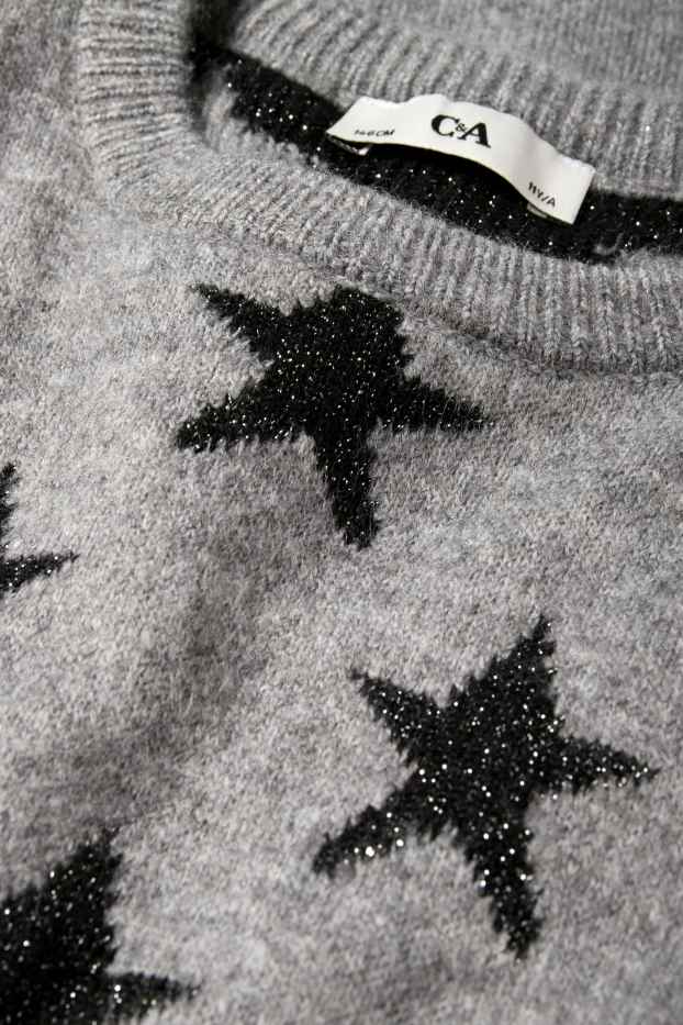 Children Girls - Star - jumper - gray