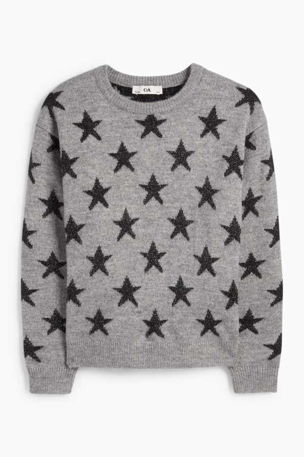 Children Girls - Star - jumper - gray