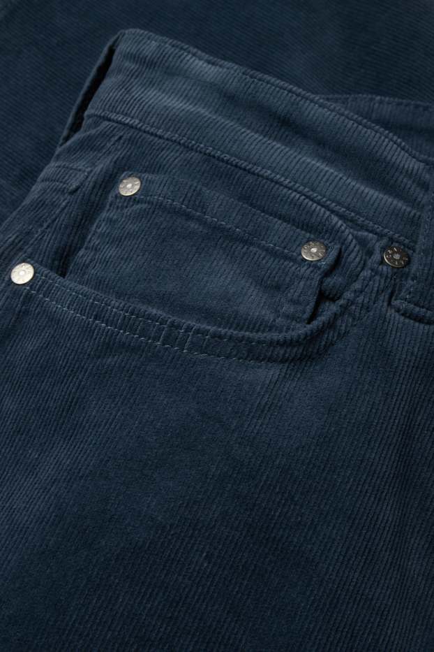 Bărbați - Pantaloni din catifea reiată - regular fit - albastru închis