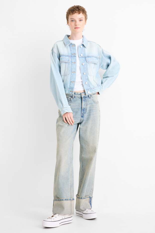 Femei - Baggy jeans - talie medie - denim-albastru deschis