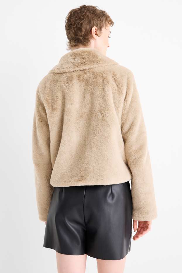 Women - Faux fur jacket - beige