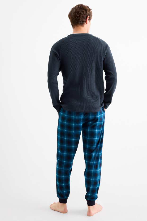 Bărbați - Pijama cu pantaloni din flanel - albastru închis