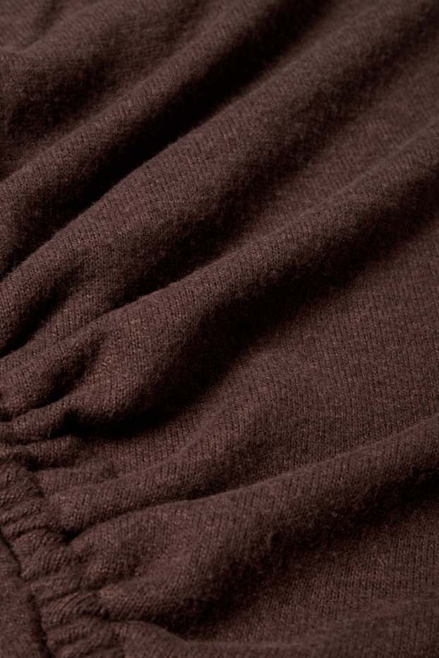Women - Long sleeve top - slim fit - dark brown