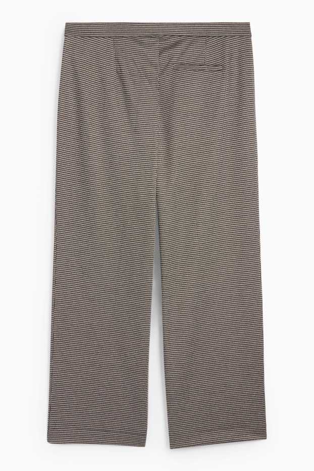 Femei - Pantaloni din jerseu - talie înaltă - wide leg - în carouri - negru / nej
