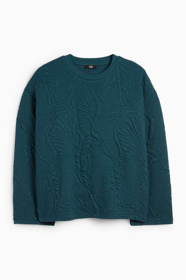Damen - Sweatshirt - strukturiert - dunkelgrün