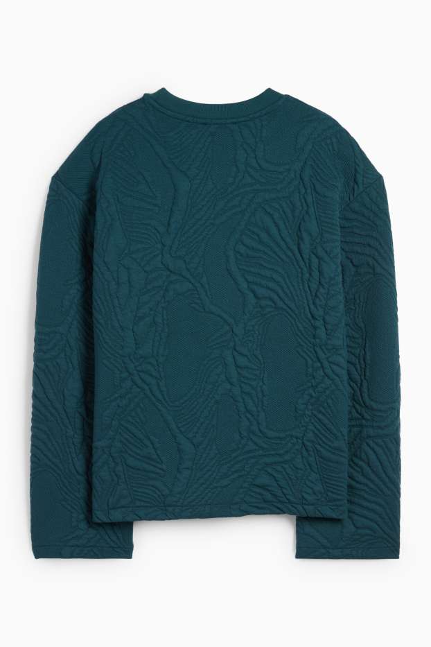 Damen - Sweatshirt - strukturiert - dunkelgrün