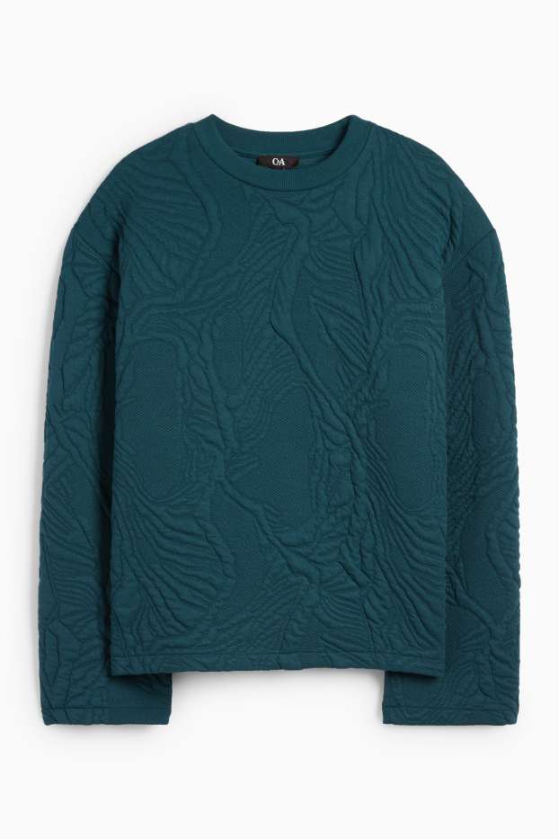 Damen - Sweatshirt - strukturiert - dunkelgrün