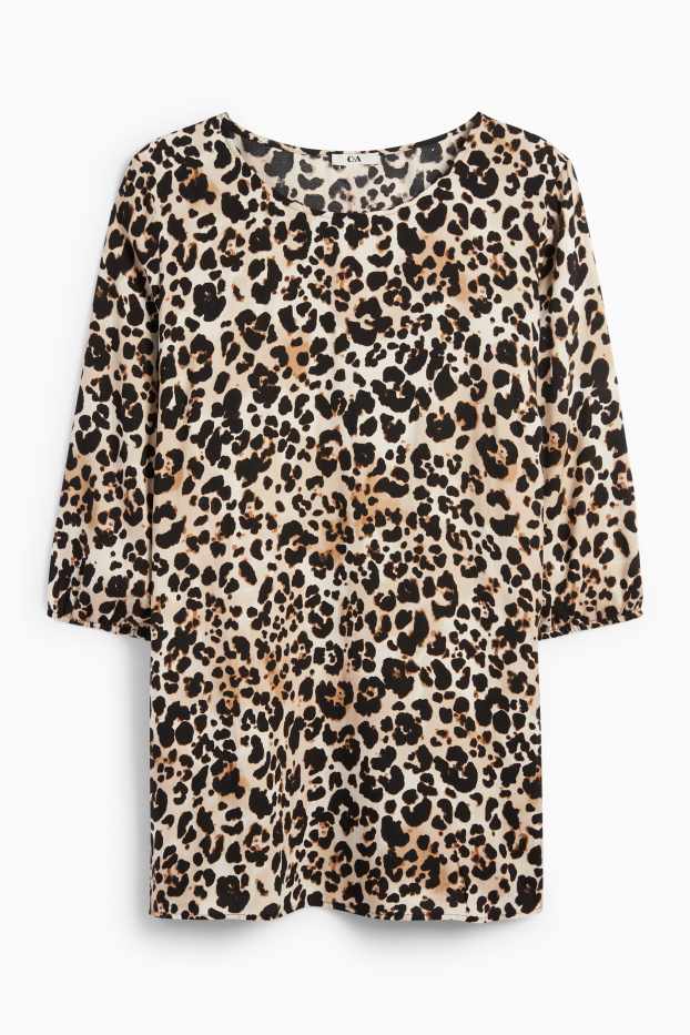 Femei - Bluză - imprimeu de leopard - negru / nej