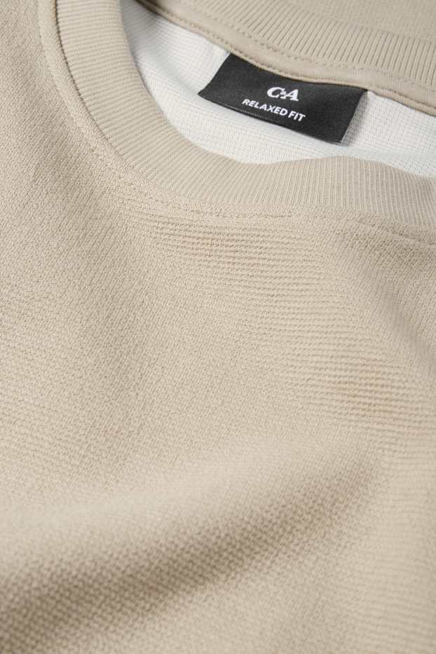 Pánské - Mikina - strukturovaná - taupe