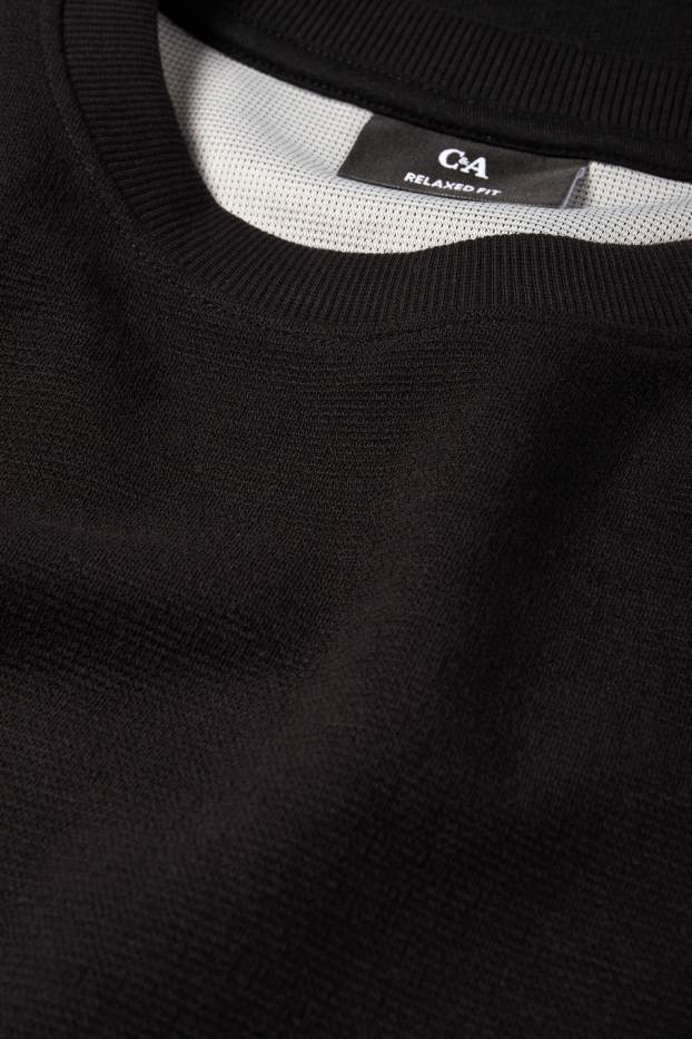 Men - Sweatshirt - textured - black
