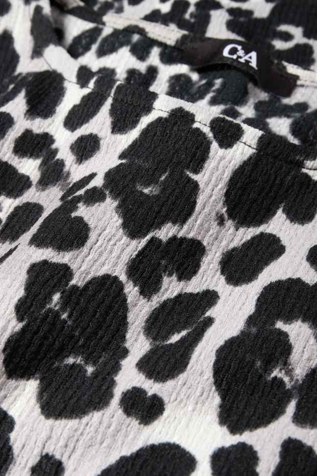 Femei - Tricou cu mânecă lungă - regular fit - imprimeu de leopard - negru / gri