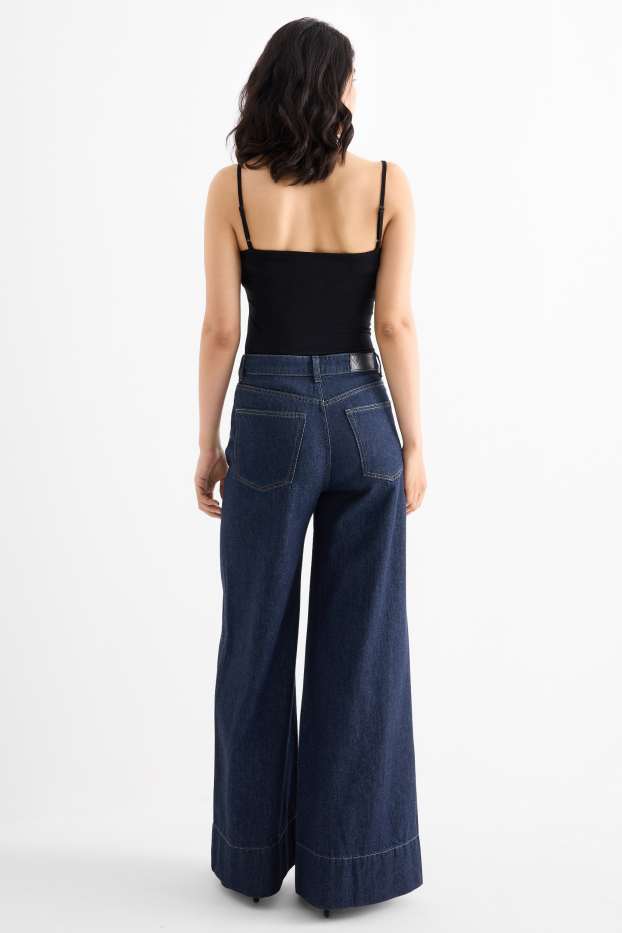 Femei - Wide leg jeans - talie înaltă - denim-albastru închis