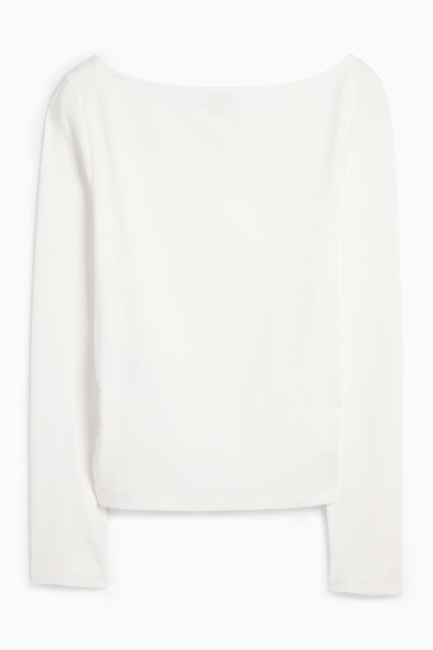 Dames - Longsleeve - slim fit - wit