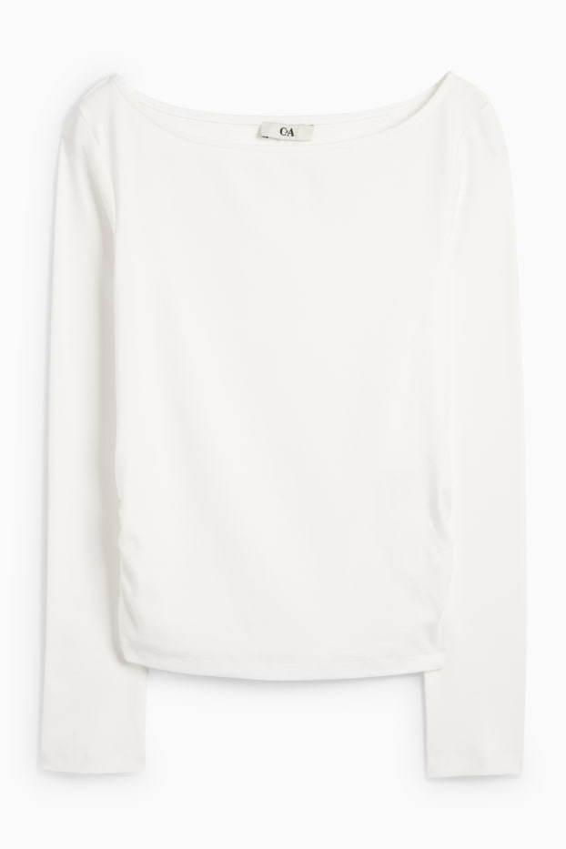 Dames - Longsleeve - slim fit - wit