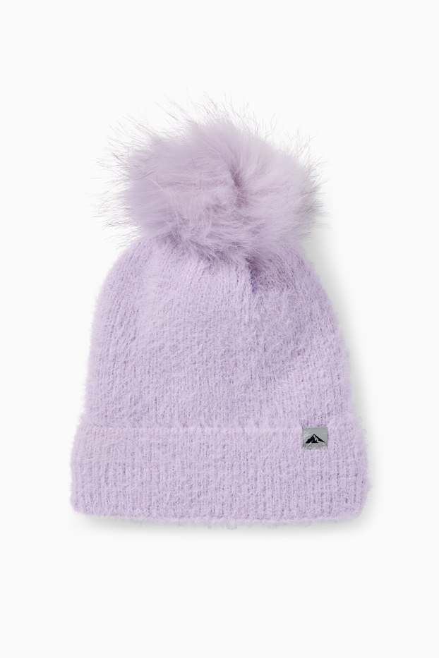 Copii - Fete - Căciulă cu ciucure pentru schi - violet deschis