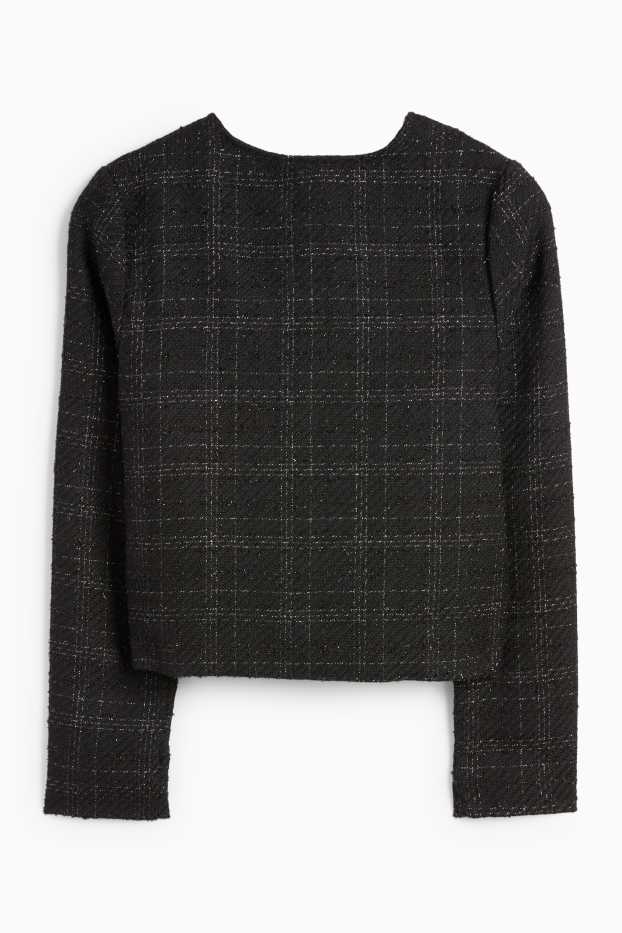 Copii - Fete - Blazer din bouclé - în carouri - negru