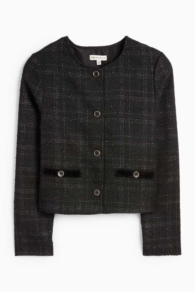 Copii - Fete - Blazer din bouclé - în carouri - negru