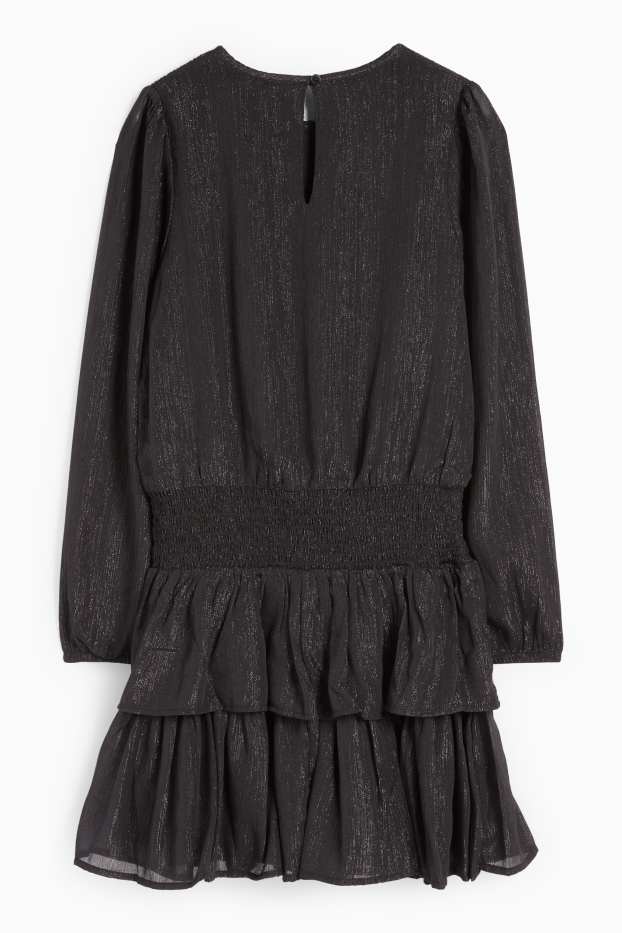 Copii - Fete - Rochie din șifon - aspect lucios - negru
