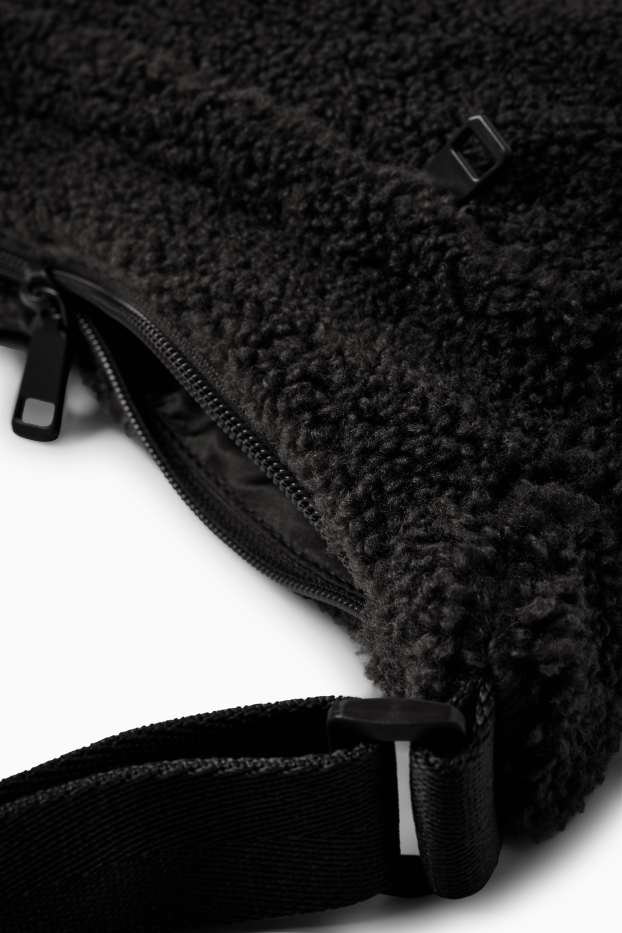Dámské - Teddy kabelka přes rameno - černá