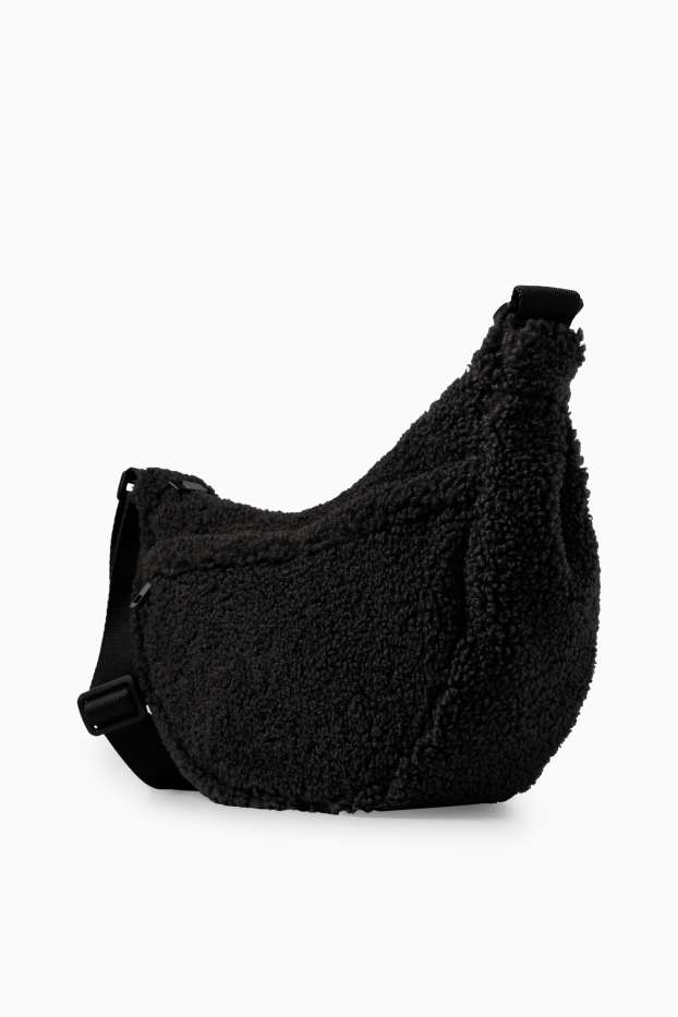 Dámské - Teddy kabelka přes rameno - černá