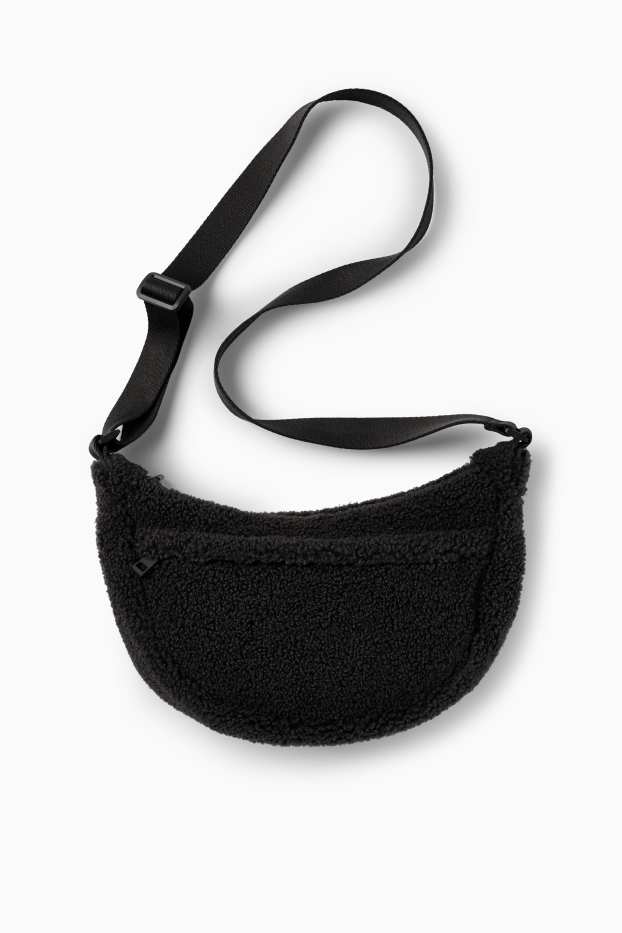 Dámské - Teddy kabelka přes rameno - černá