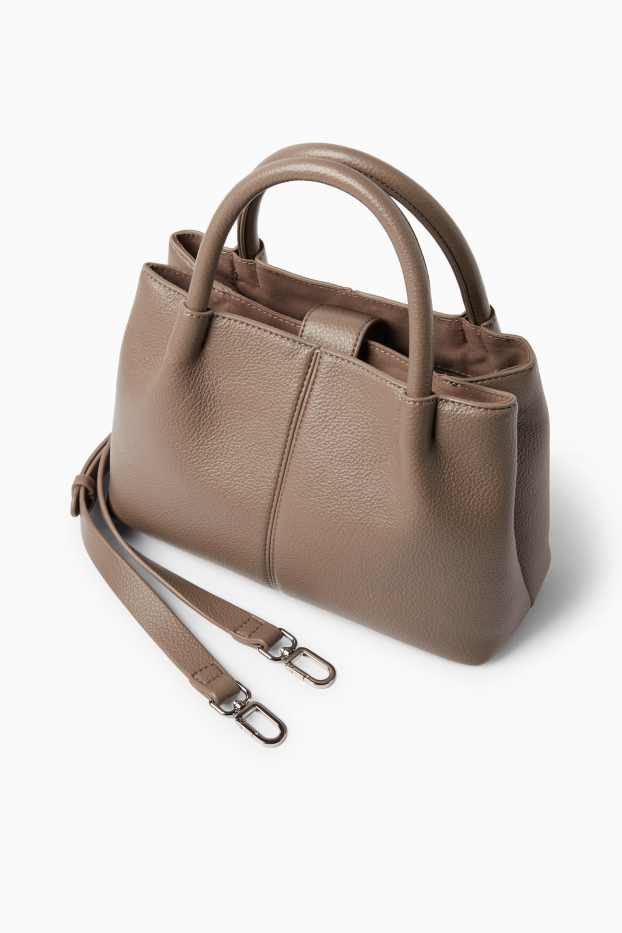 Femei - Geantă shopper mică cu curea detașabilă - imitație de piele - taupe
