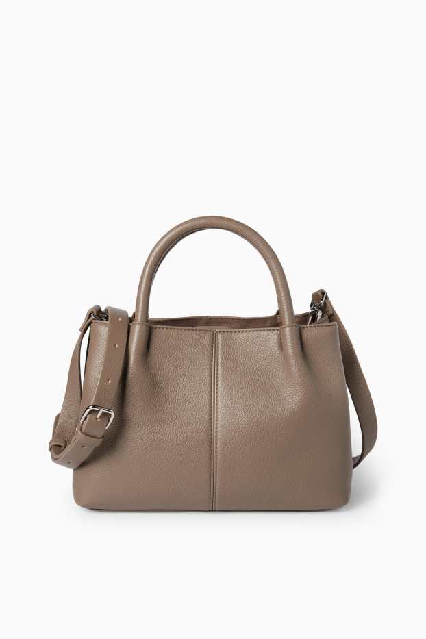Femei - Geantă shopper mică cu curea detașabilă - imitație de piele - taupe