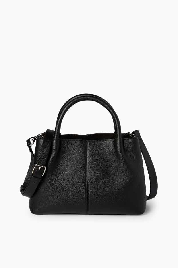 Femei - Geantă shopper mică cu curea detașabilă - imitație de piele - negru