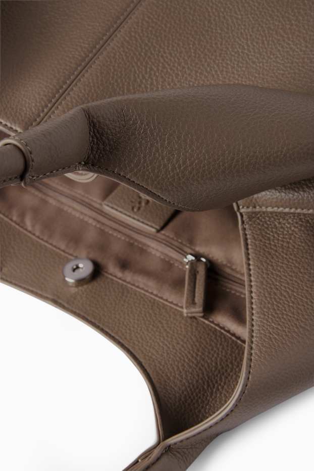 Dámské - Velká kabelka shopper - imitace kůže - béžová