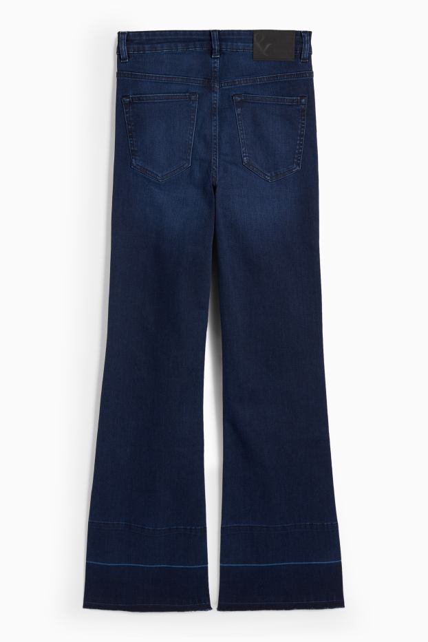 Femei - Flared jeans - talie medie - denim-albastru închis