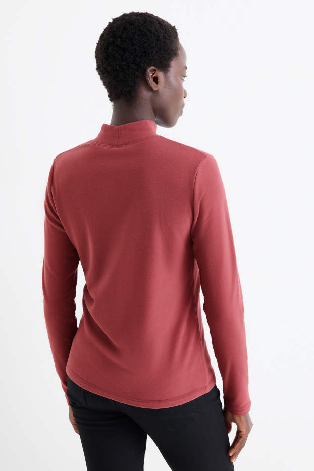 Donna - Maglia a maniche lunghe termica in pile - regular fit - rosso scuro
