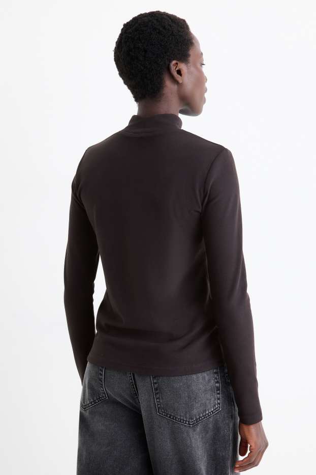Femei - Tricou cu mânecă lungă termoizolant din fleece - regular fit - negru