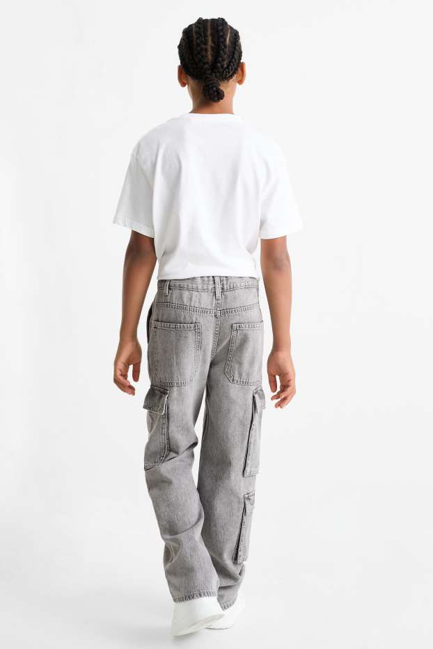 Copii - Băieți - Cargo jeans - denim-gri deschis