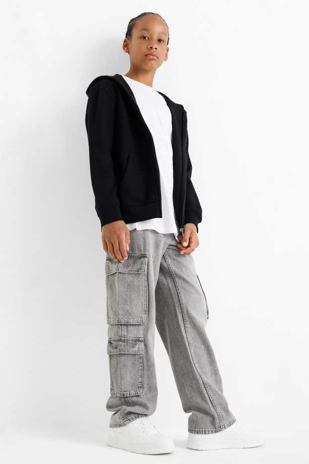 Copii - Băieți - Cargo jeans - denim-gri deschis