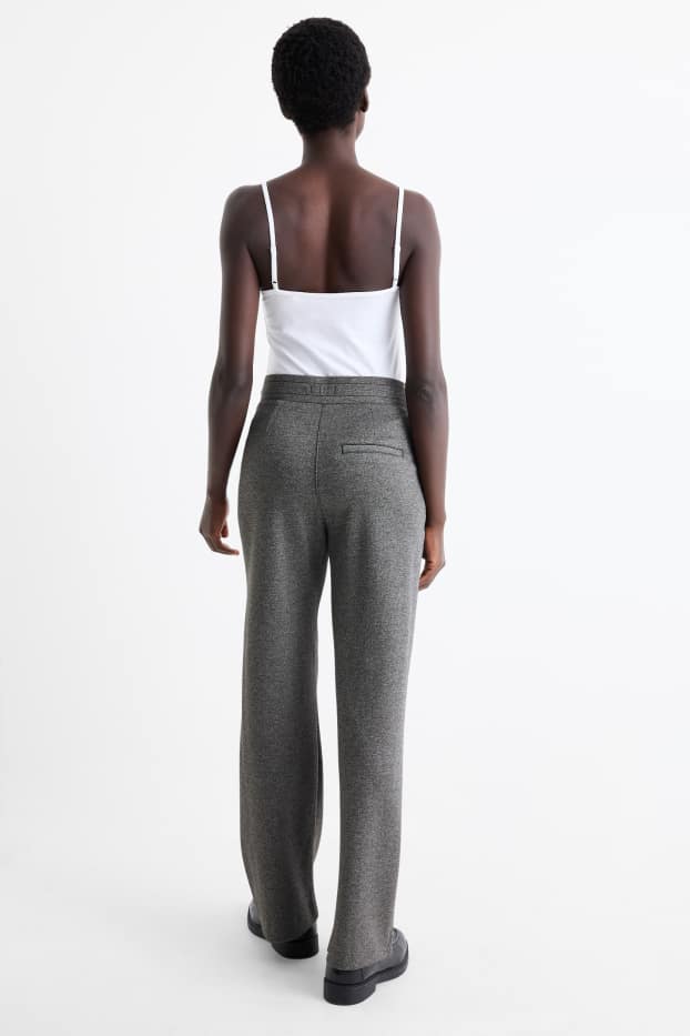 Femei - Pantaloni din jerseu - talie medie - straight fit - gri închis