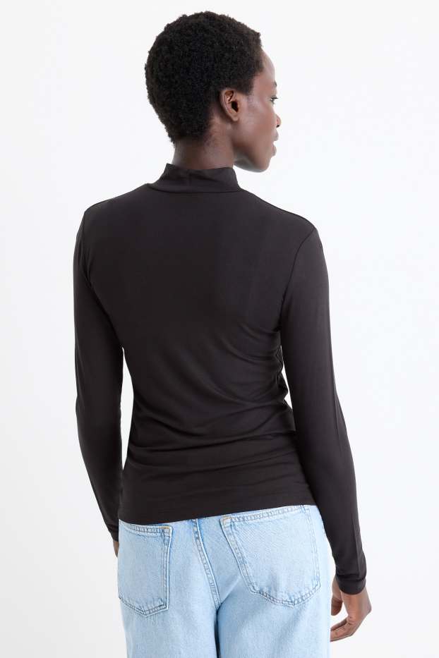 Dámské - Tričko s dlouhým rukávem - regular fit - černá